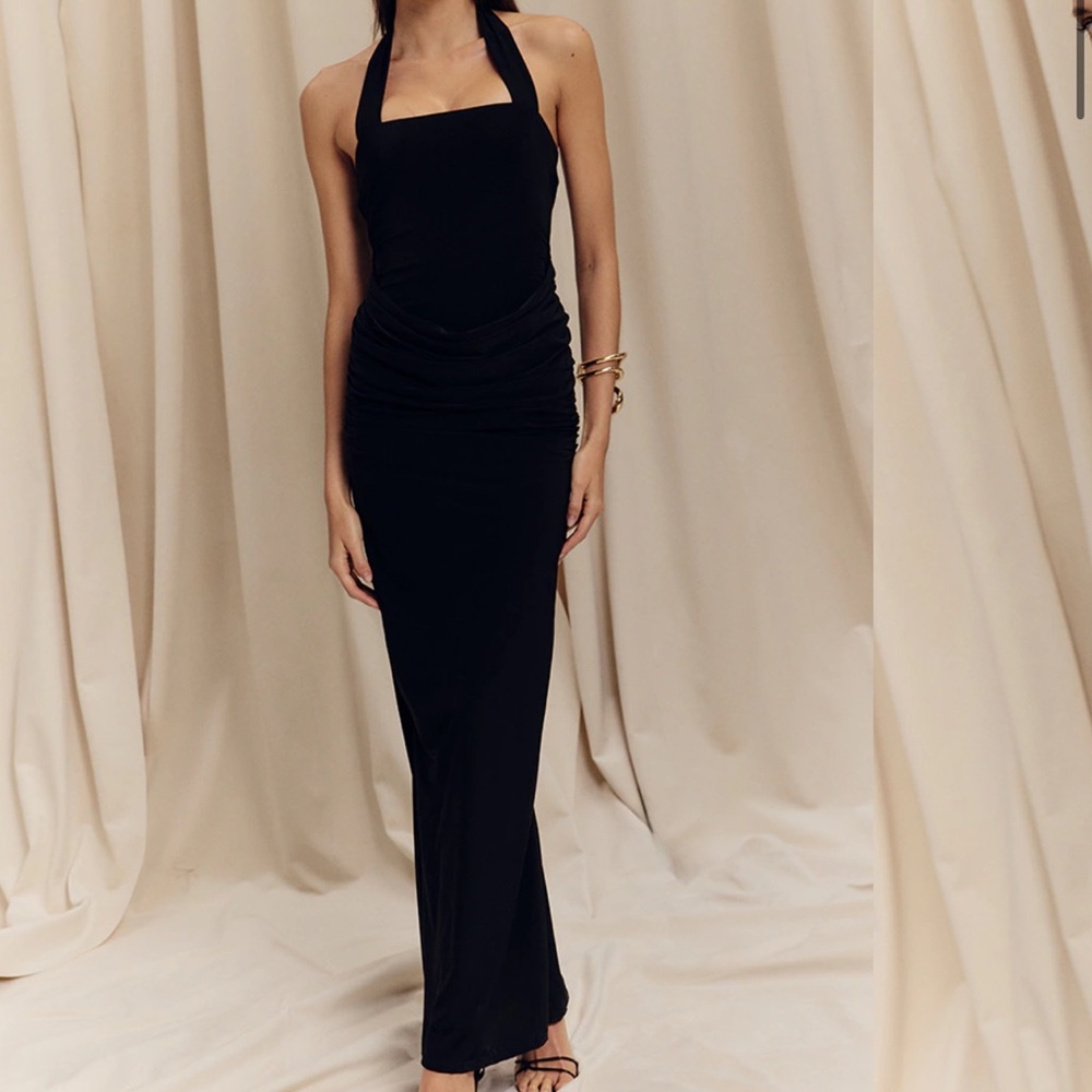 Elegant Black Halter Maxi Dress